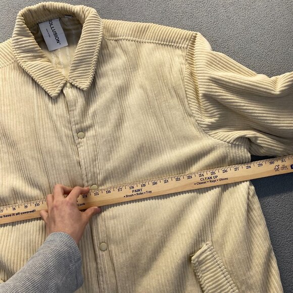 Collusion Men's Cotton Snap Button Front Beige Corduroy Jacket Coat Size 3XL - Picture 4 of 13